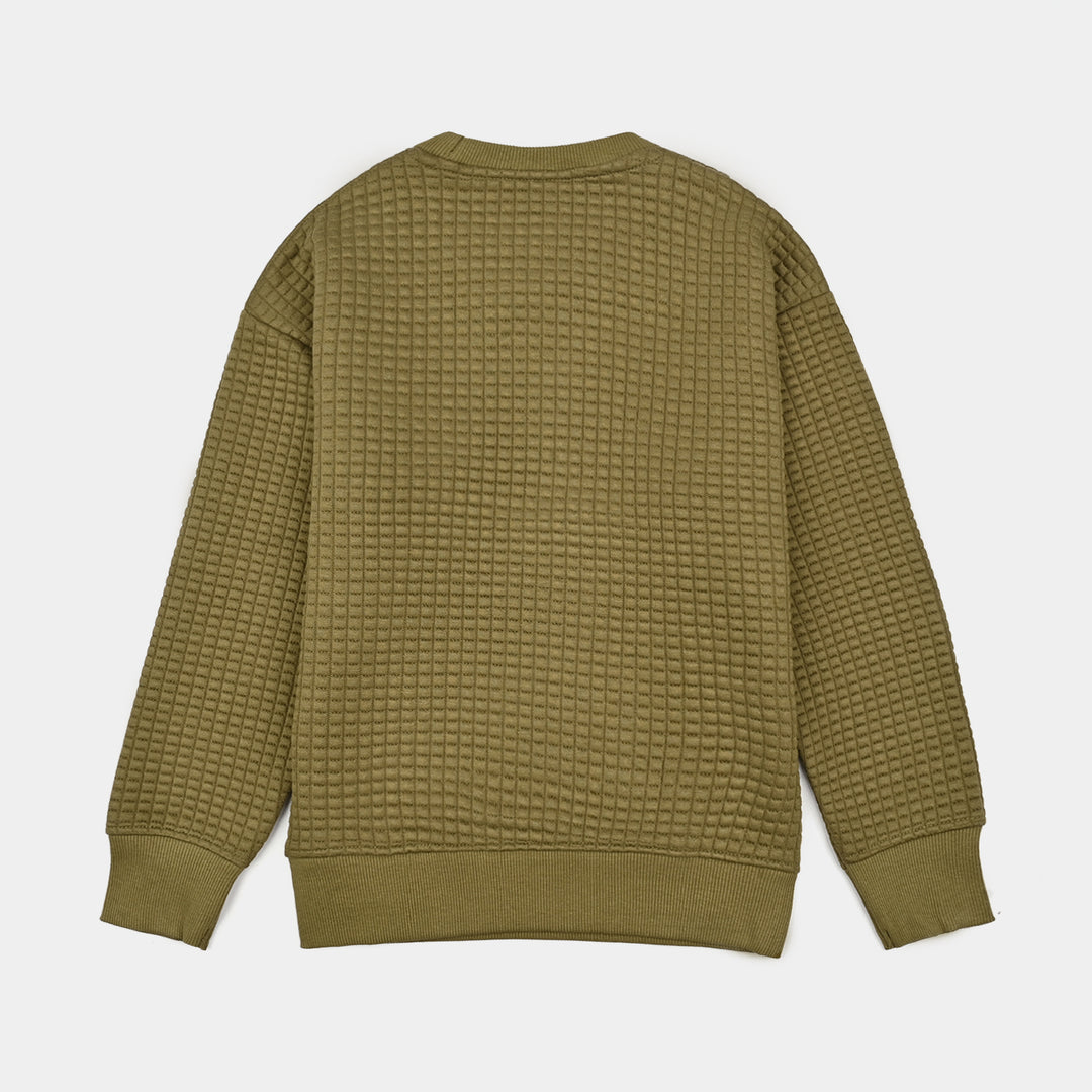 Boys Quilted Sweatshirt THE ADVENTURE BEGINS-GREEN