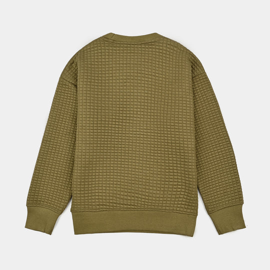Boys Quilted Sweatshirt THE ADVENTURE BEGINS-GREEN
