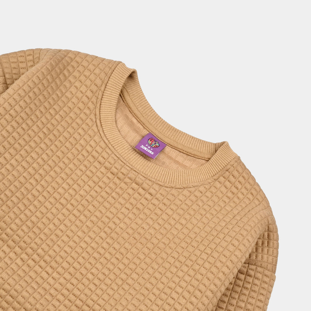 Boys Quilted Sweatshirt THE ADVENTURE BEGINS - BROWN