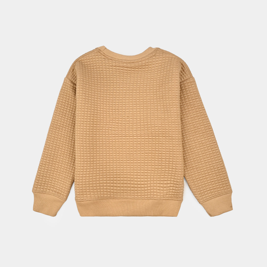 Boys Quilted Sweatshirt THE ADVENTURE BEGINS - BROWN