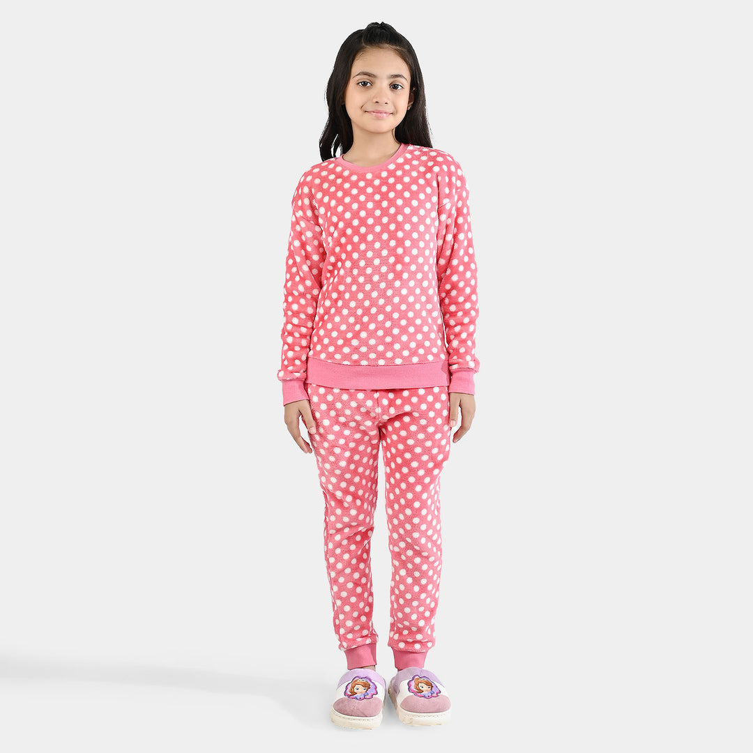 Girls Sherpa 2 Piece Suit POLKA DOTS-Pink