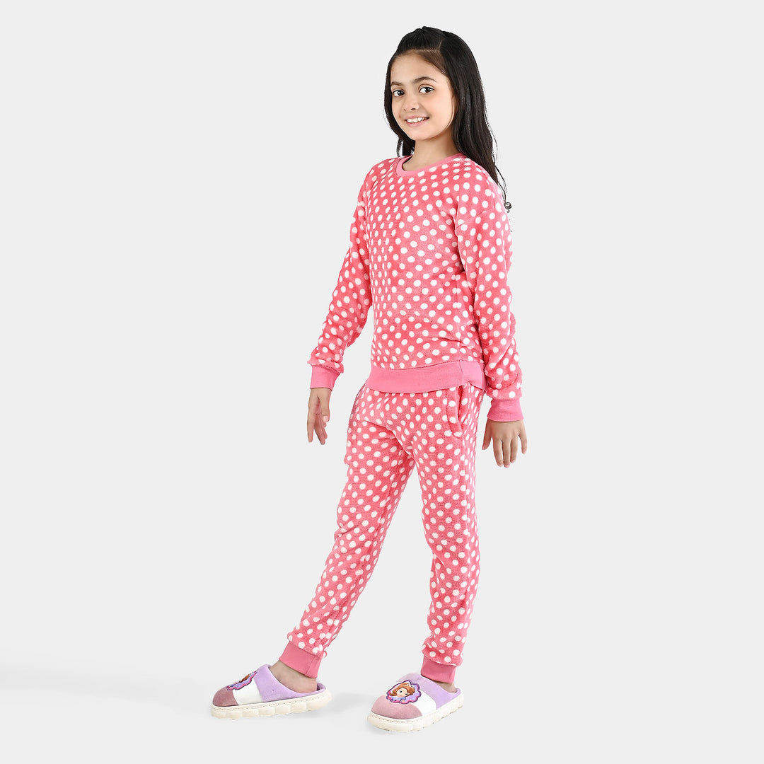 Girls Sherpa 2 Piece Suit POLKA DOTS-Pink