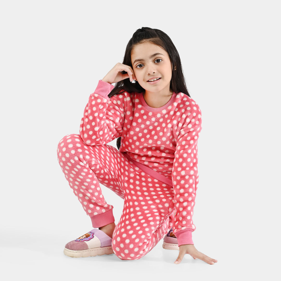 Girls Sherpa 2 Piece Suit POLKA DOTS-Pink