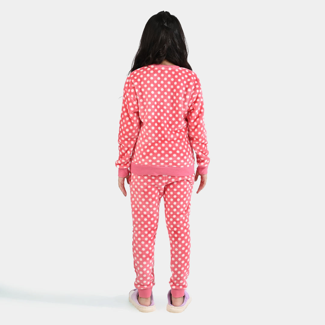 Girls Sherpa 2 Piece Suit POLKA DOTS-Pink