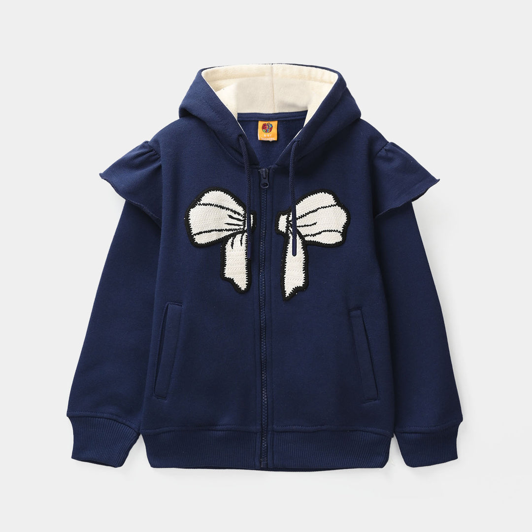 Girls Fleece Jacket (Bow) - Navy