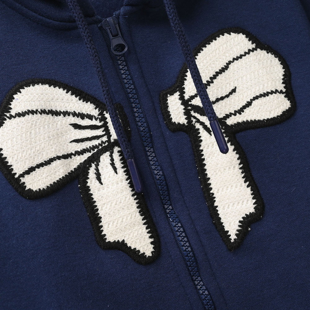 Girls Fleece Jacket (Bow) - Navy