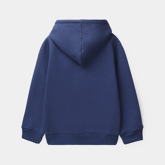 Girls Fleece Jacket Flowers - Navy