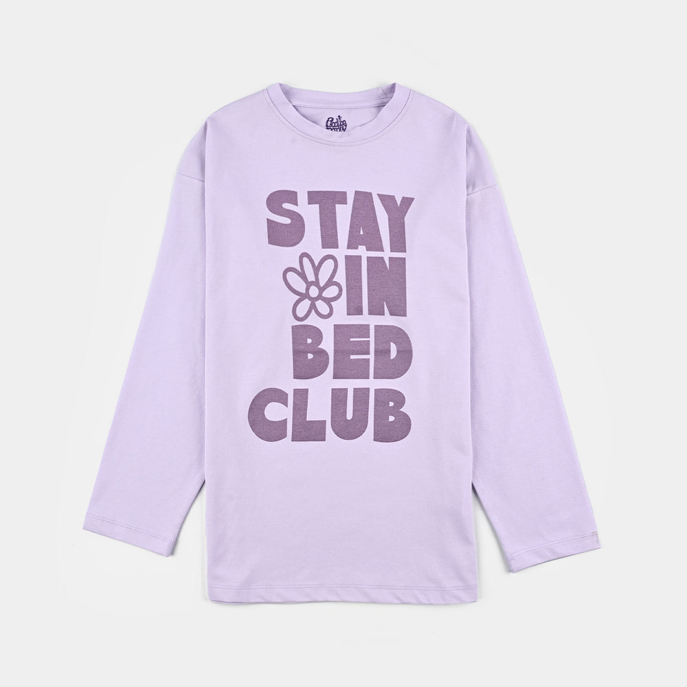 Girls Poly Cotton Jersey N-Suit STAY IN BED CLUB - Purple