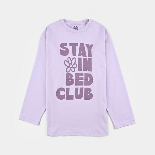 Girls Poly Cotton Jersey N-Suit STAY IN BED CLUB - Purple