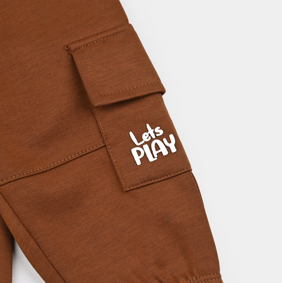 Infant Boys Microfiber Interlock Pajama LETS PLAY-BROWN
