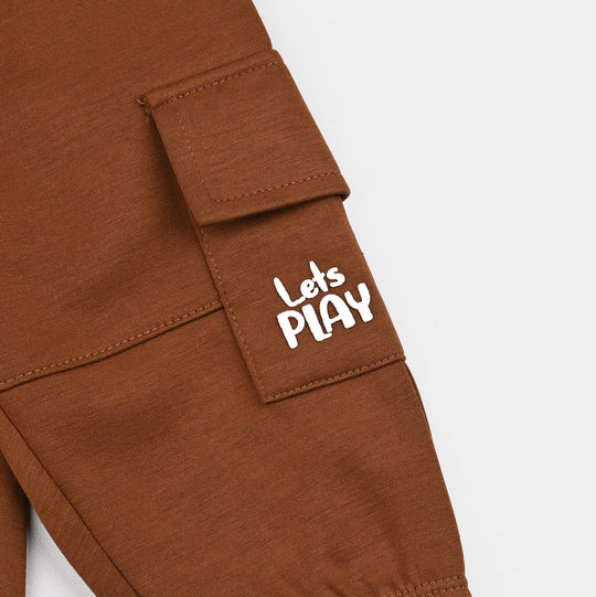Infant Boys Microfiber Interlock Pajama LETS PLAY-BROWN