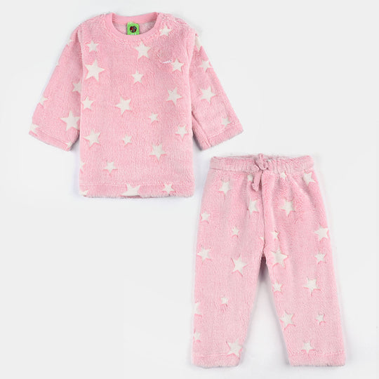 Infant Girls Sherpa Suit COZY STARS-PINK