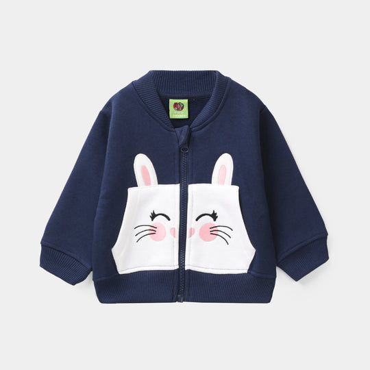 Infant Girls Fleece Jacket (RABBIT) - Navy
