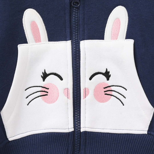 Infant Girls Fleece Jacket (RABBIT) - Navy