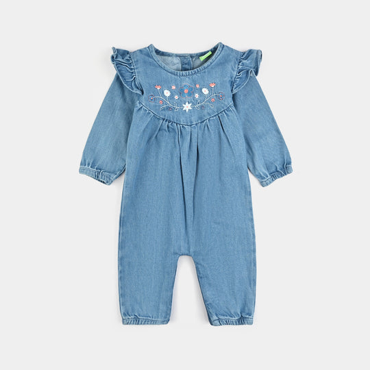 Infant Girls Denim (Light Denim) Romper-Love Stitch-BLUE