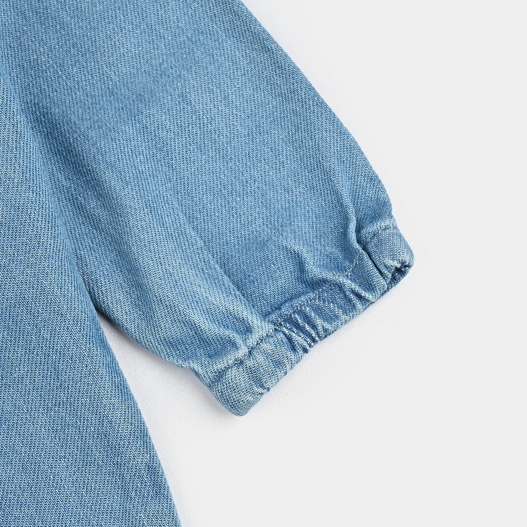 Infant Girls Denim (Light Denim) Romper-Love Stitch-BLUE