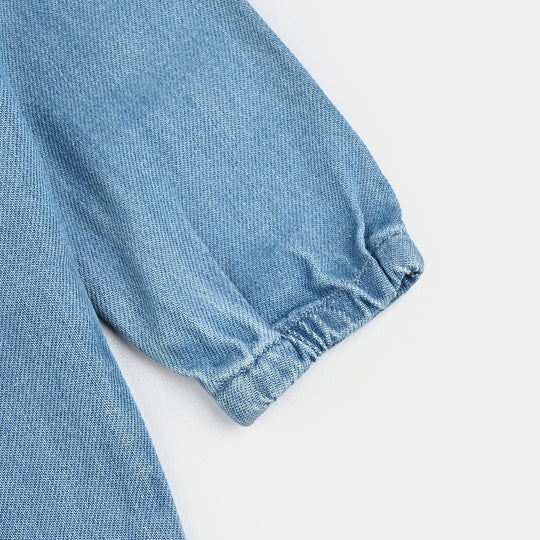 Infant Girls Denim (Light Denim) Romper-Love Stitch-BLUE