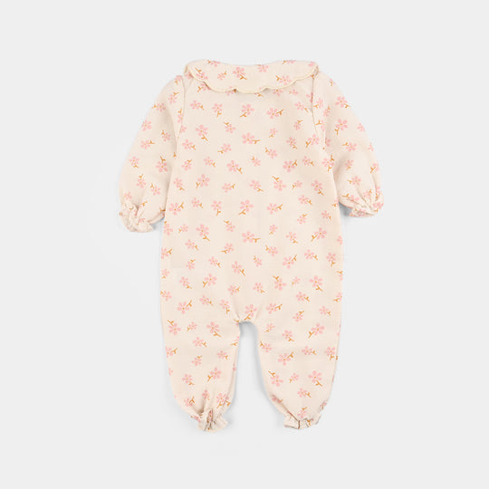 Infant Girls Chiffon Woven Romper-Crinkle Flower-White