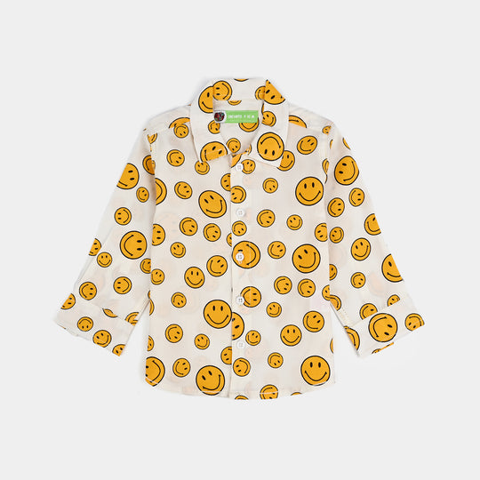 Infant Boys Cotton Poplin Suit-Smile - Off White