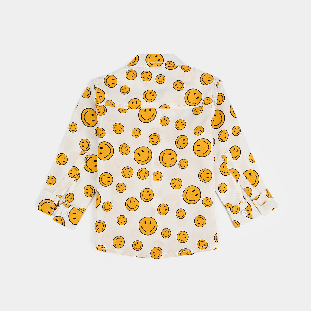 Infant Boys Cotton Poplin Suit-Smile - Off White