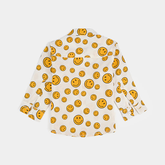 Infant Boys Cotton Poplin Suit-Smile - Off White