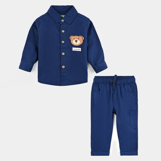 Infant Boys Cotton Suit-Im New Here-BLUE