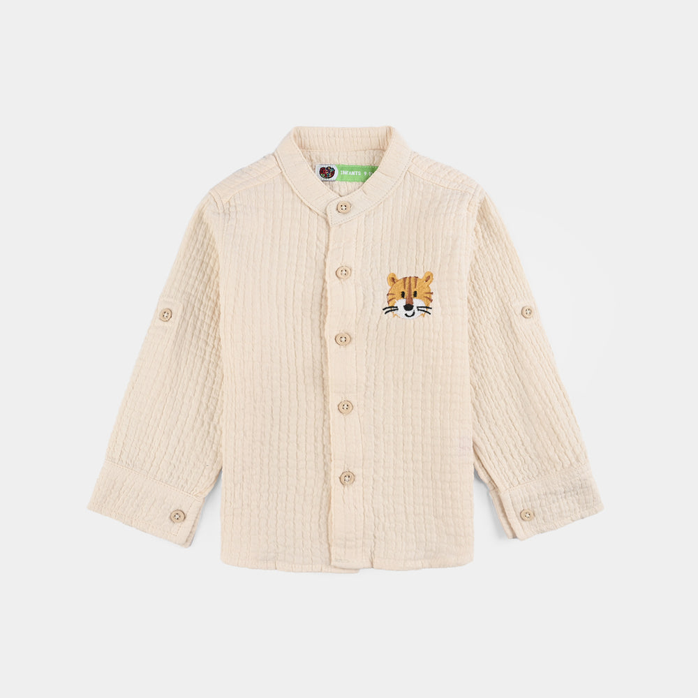 Infant Boys Poly Crinkle Suit-Little Friends-Off White
