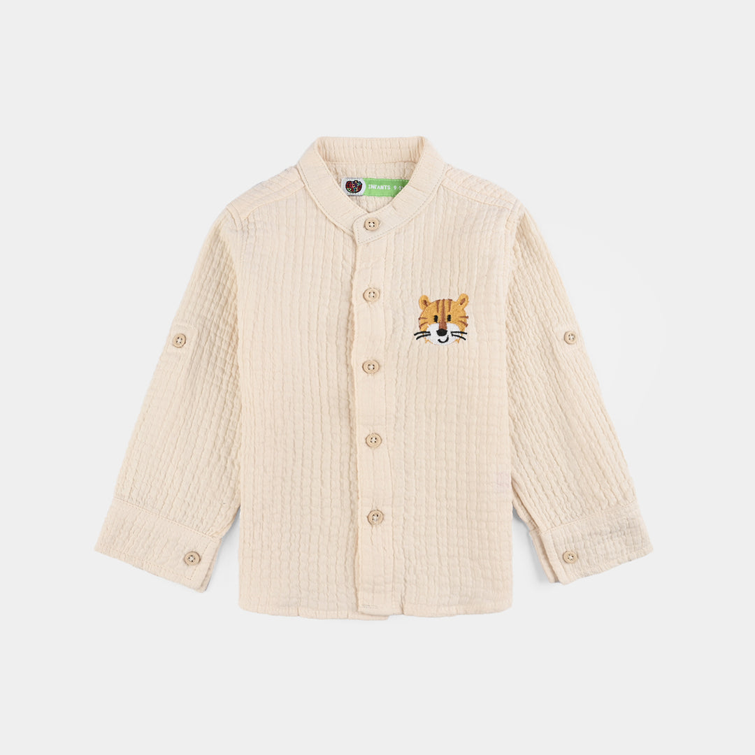 Infant Boys Poly Crinkle Suit-Little Friends-Off White