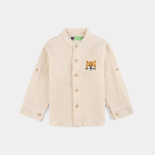 Infant Boys Poly Crinkle Suit-Little Friends-Off White