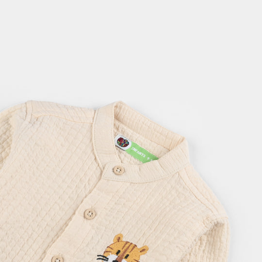Infant Boys Poly Crinkle Suit-Little Friends-Off White