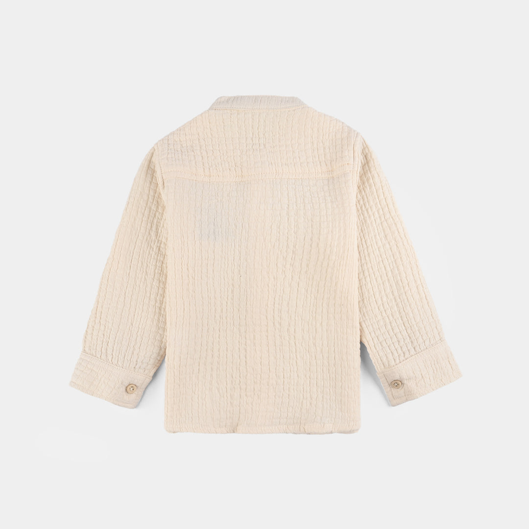 Infant Boys Poly Crinkle Suit-Little Friends-Off White