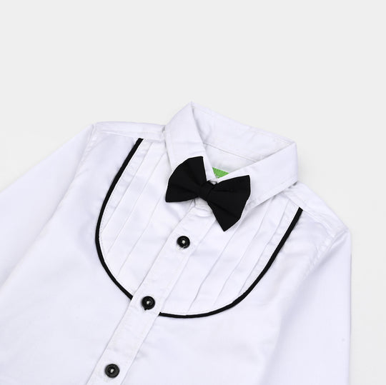Infant Boys Cotton Twill Suit-Tiny Chic-BLACK