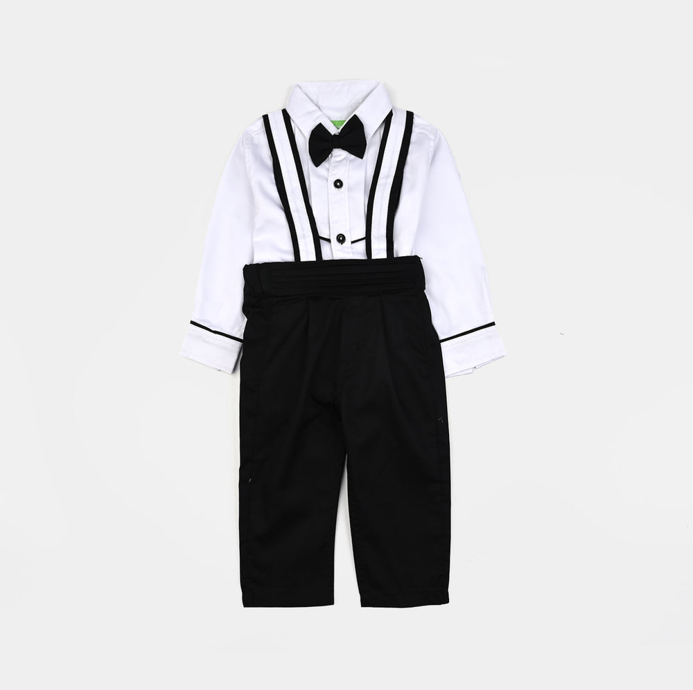 Infant Boys Cotton Twill Suit-Tiny Chic-BLACK