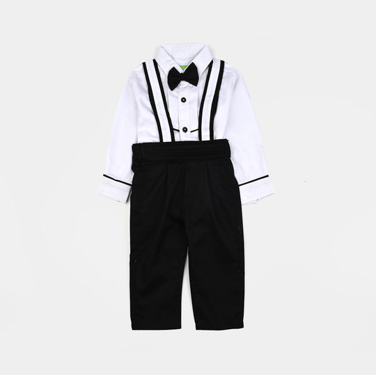 Infant Boys Cotton Twill Suit-Tiny Chic-BLACK