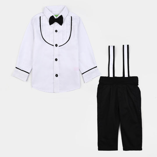 Infant Boys Cotton Twill Suit-Tiny Chic-BLACK