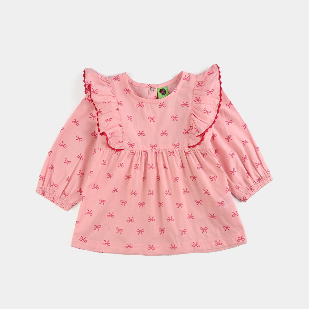 Infant Girls Cotton 2 Pc Suit-Knot IT-Light Pink