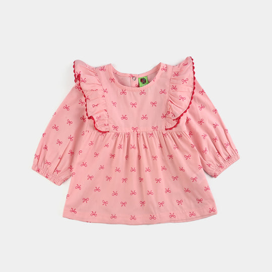 Infant Girls Cotton 2 Pc Suit-Knot IT-Light Pink