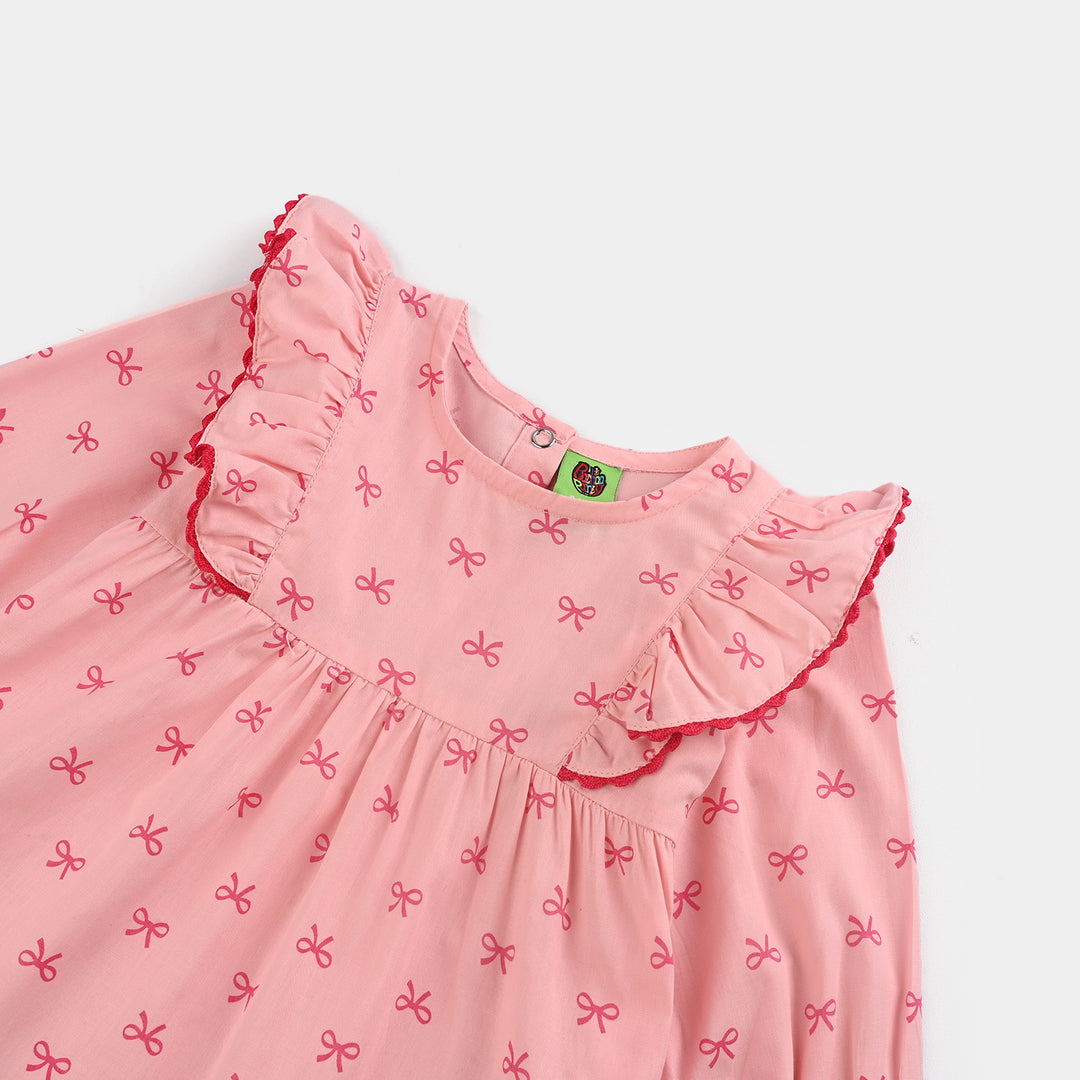 Infant Girls Cotton 2 Pc Suit-Knot IT-Light Pink