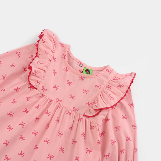 Infant Girls Cotton 2 Pc Suit-Knot IT-Light Pink