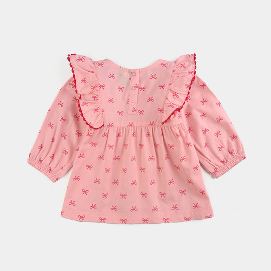 Infant Girls Cotton 2 Pc Suit-Knot IT-Light Pink