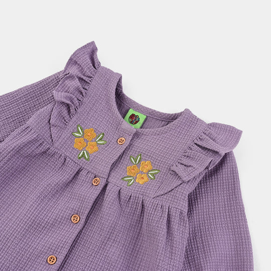 Infant Girls Seersucker 2 Pc Suit-Soft petal-Purple