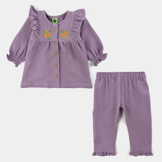 Infant Girls Seersucker 2 Pc Suit-Soft petal-Purple