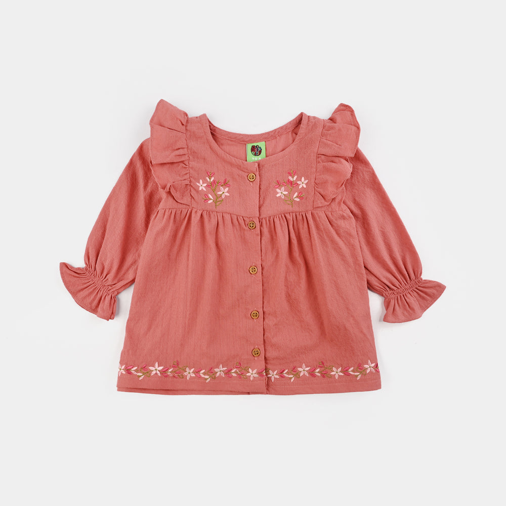 Infant Girls Chiffon 2 Pc Suit-Butter Gold-PINK