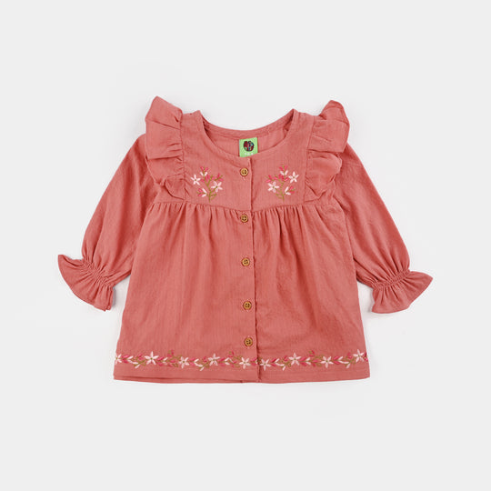 Infant Girls Chiffon 2 Pc Suit-Butter Gold-PINK