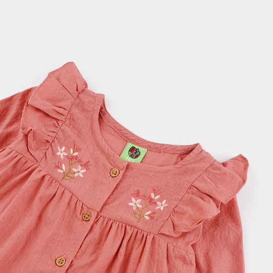 Infant Girls Chiffon 2 Pc Suit-Butter Gold-PINK