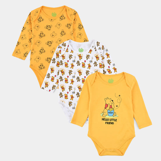 Infant Boys Cotton Interlock Basic Romper F/S Pack OF 3-Yellow/White