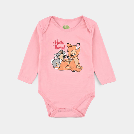 Infant Girls Cotton Interlock Bambi Basic Romper F/S Pack OF 3 - Pink.White