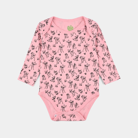 Infant Girls Cotton Interlock Bambi Basic Romper F/S Pack OF 3 - Pink.White