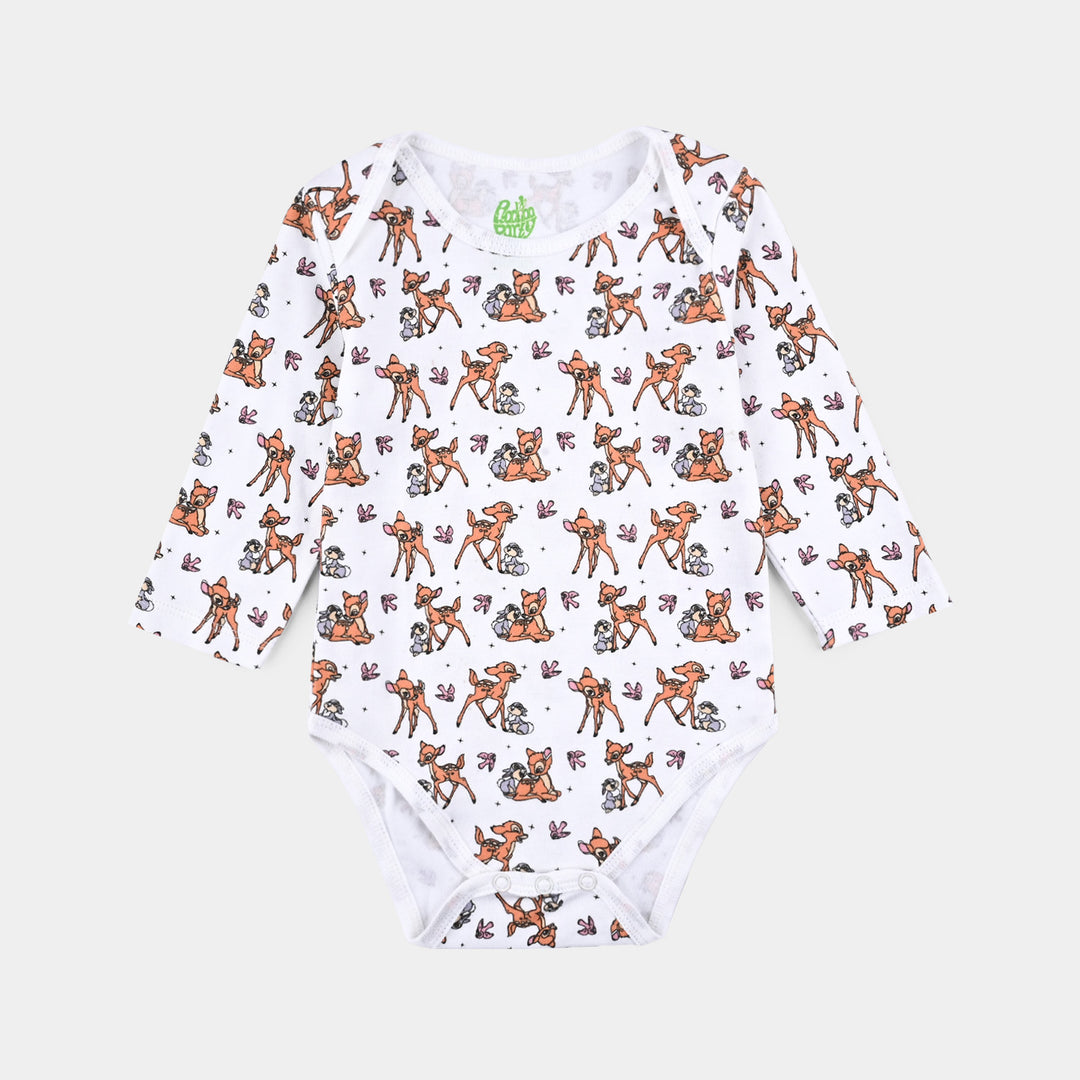 Infant Girls Cotton Interlock Bambi Basic Romper F/S Pack OF 3 - Pink.White