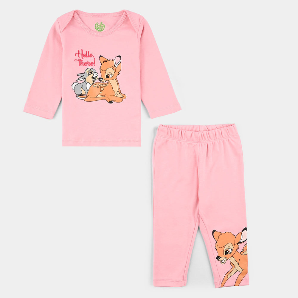 Infant Girls Cotton Interlock Bambi 4 Piece Set - Pink